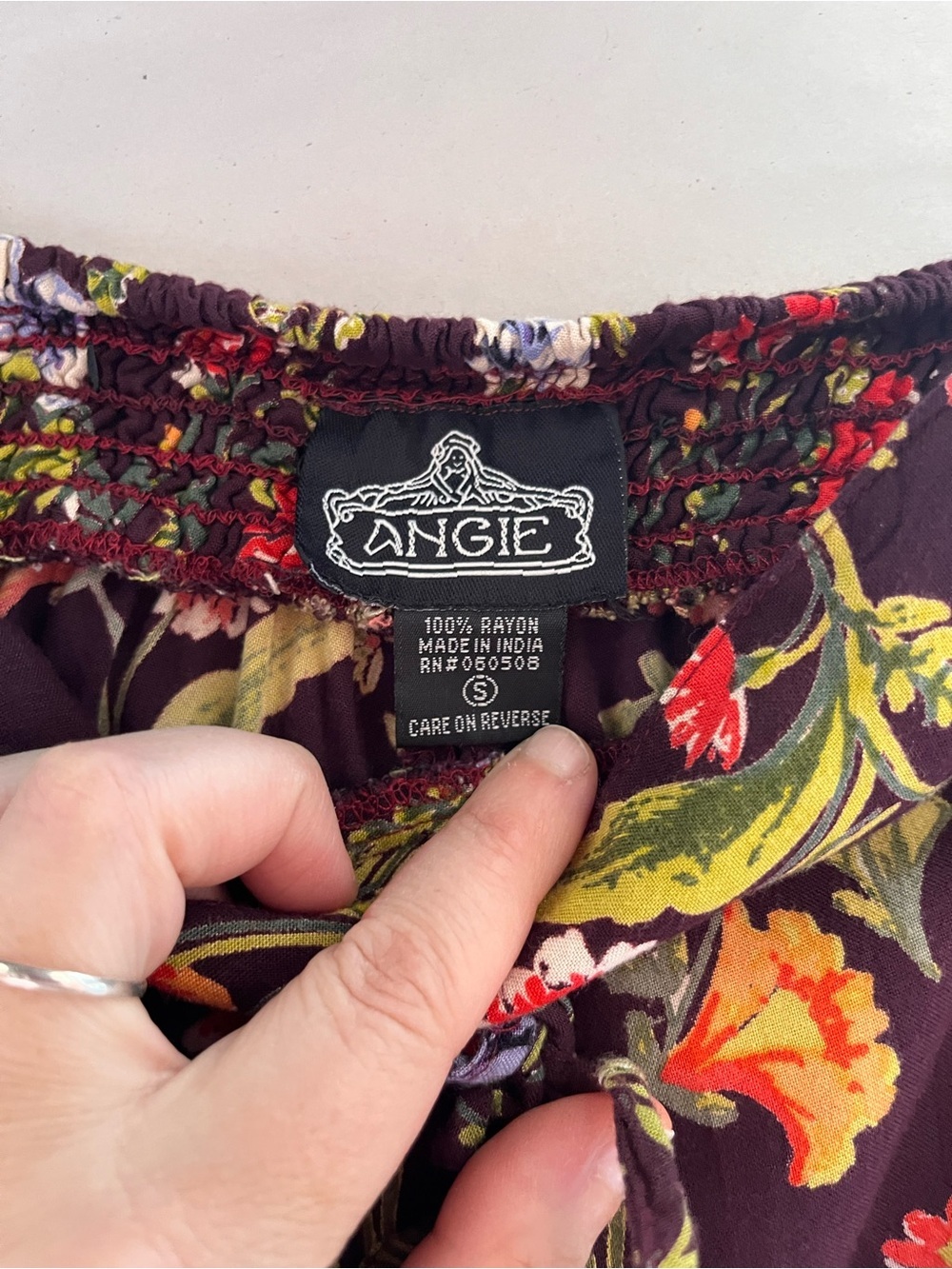 Angie Wide Leg Purple Floral Elastic-Waist Pants Small - Picture 7 of 10